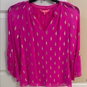Lilly Pulitzer Hot Pink Silk Top